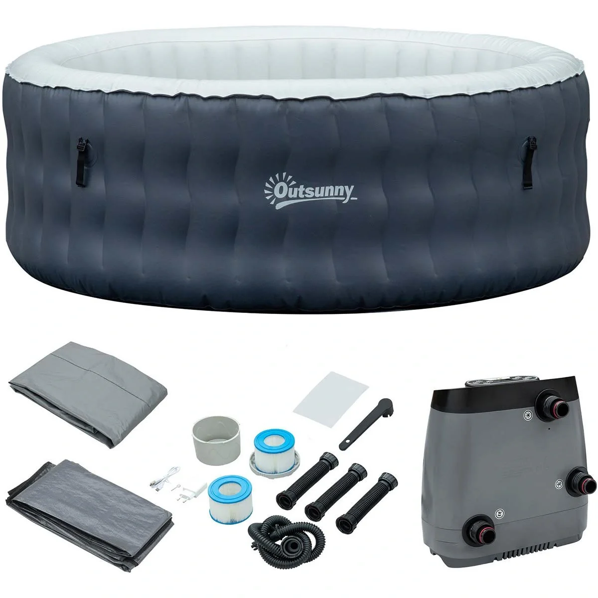 Whirlpool Spa aufblasbar für 4 Personen Dunkelblau+Weiß 180 x 68 cm - 5