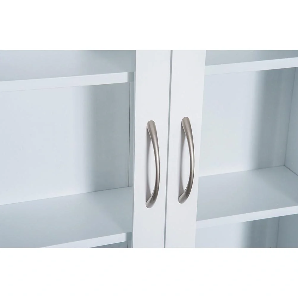 Wandschrank Hängeschrank Badschrank Mehrzweckschrank Küchenschrank 2 x Glastür Holz Weiß 53,5 x 16 x 62,5 cm - 9