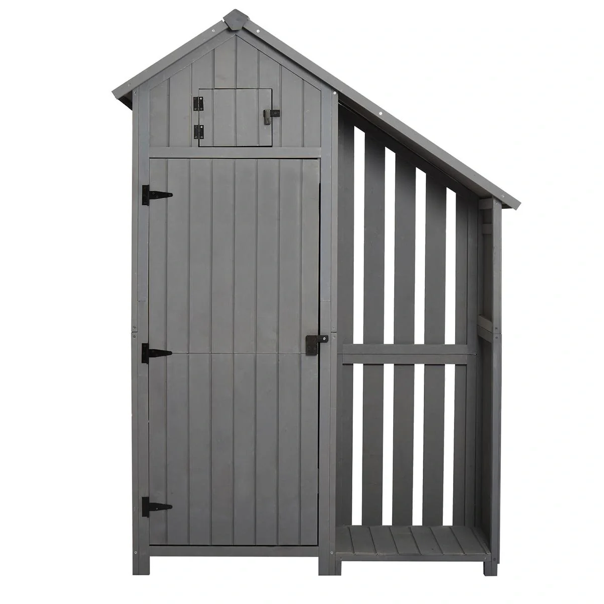 Gartenschrank Holz Geräteschuppen Gartenhaus Geräteschrank Holzhütte Giebeldach Grau+ Schwarz 129 x 51,5 x 180 cm - 4