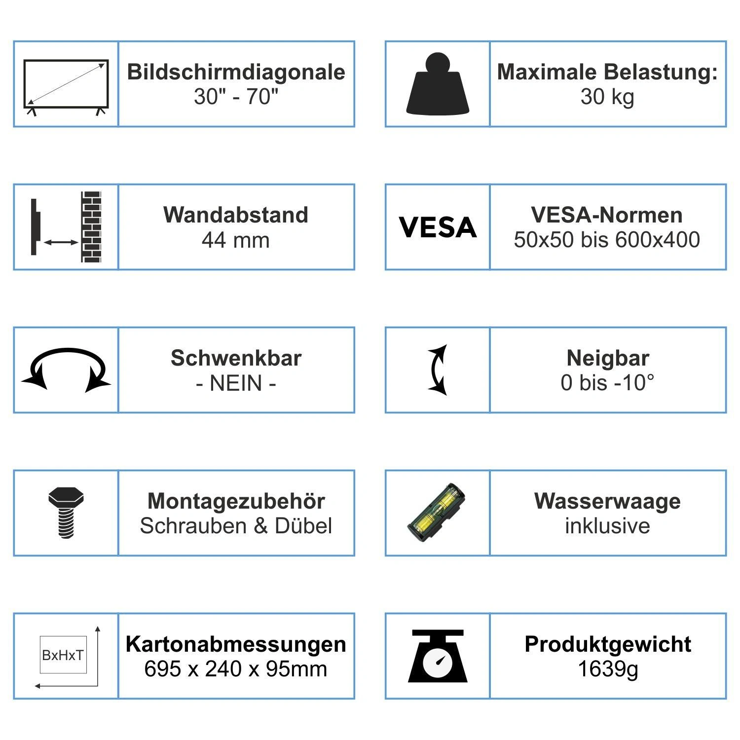 Basic LCD TV Wandhalter 30-70 Zoll - 11