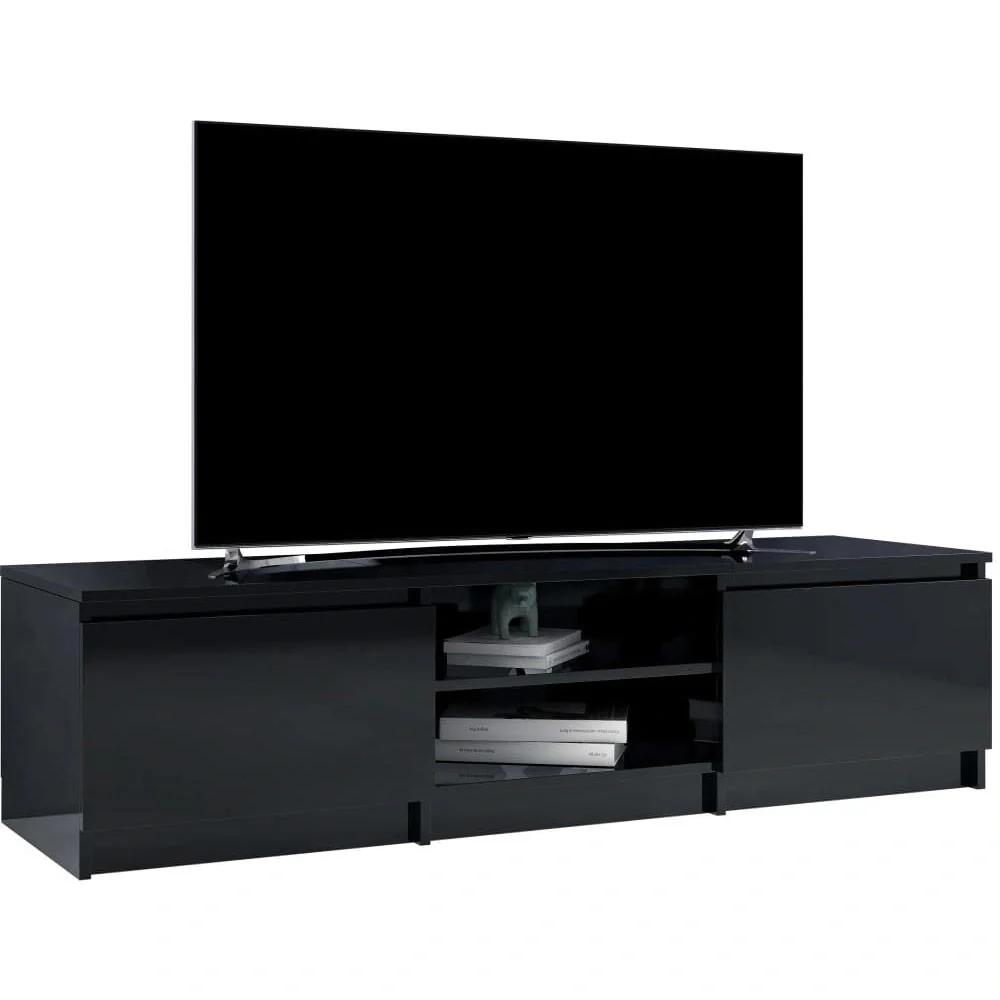 TV-Schrank 140x40x35,5 cm Spanplatte Hochglanz schwarz - 6