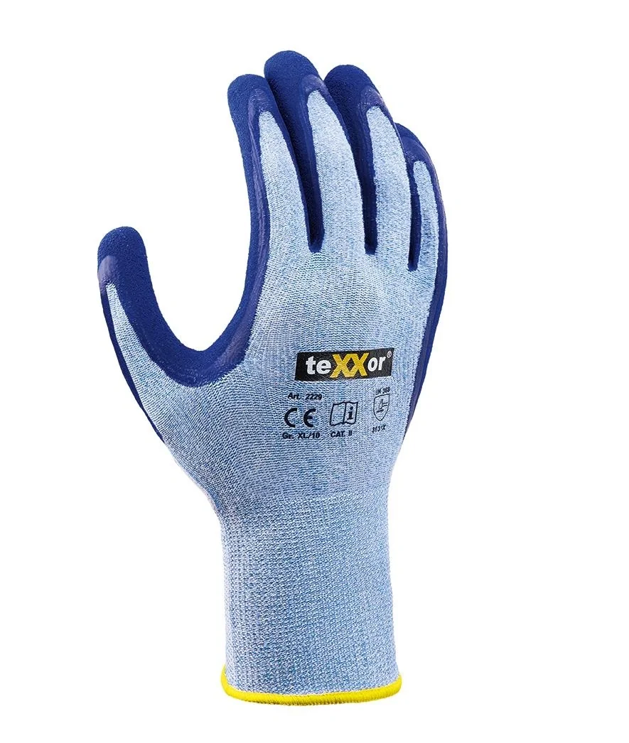 Polyester-Strickhandschuh LATEX hellblau meliert/ mittelblau Gr. 10 - 3