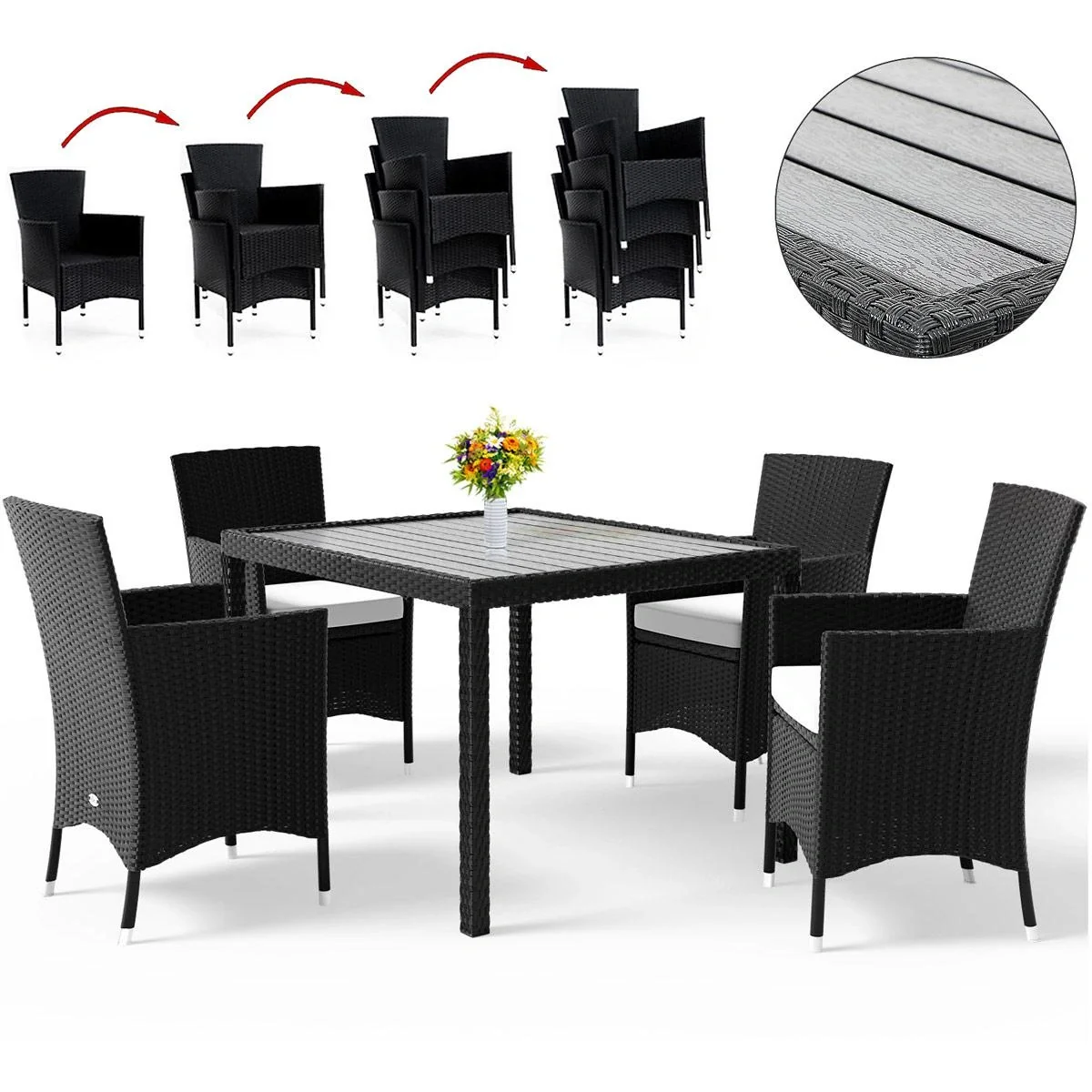 Gartenset Korb 9-teilig und für 4 Personen - 9