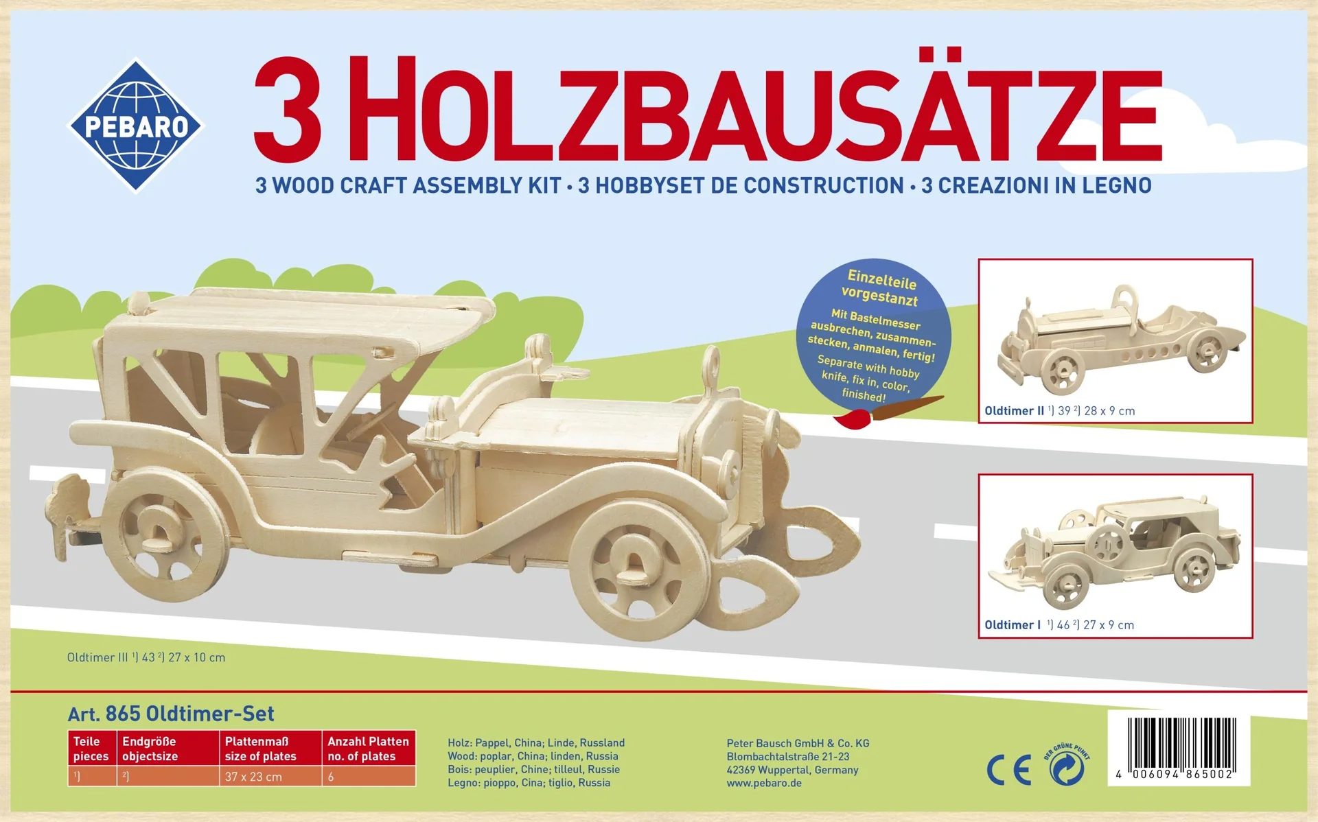 Holzbausatz "Oldtimer", drei verschiedene Modelle - Varianten möglich - 2