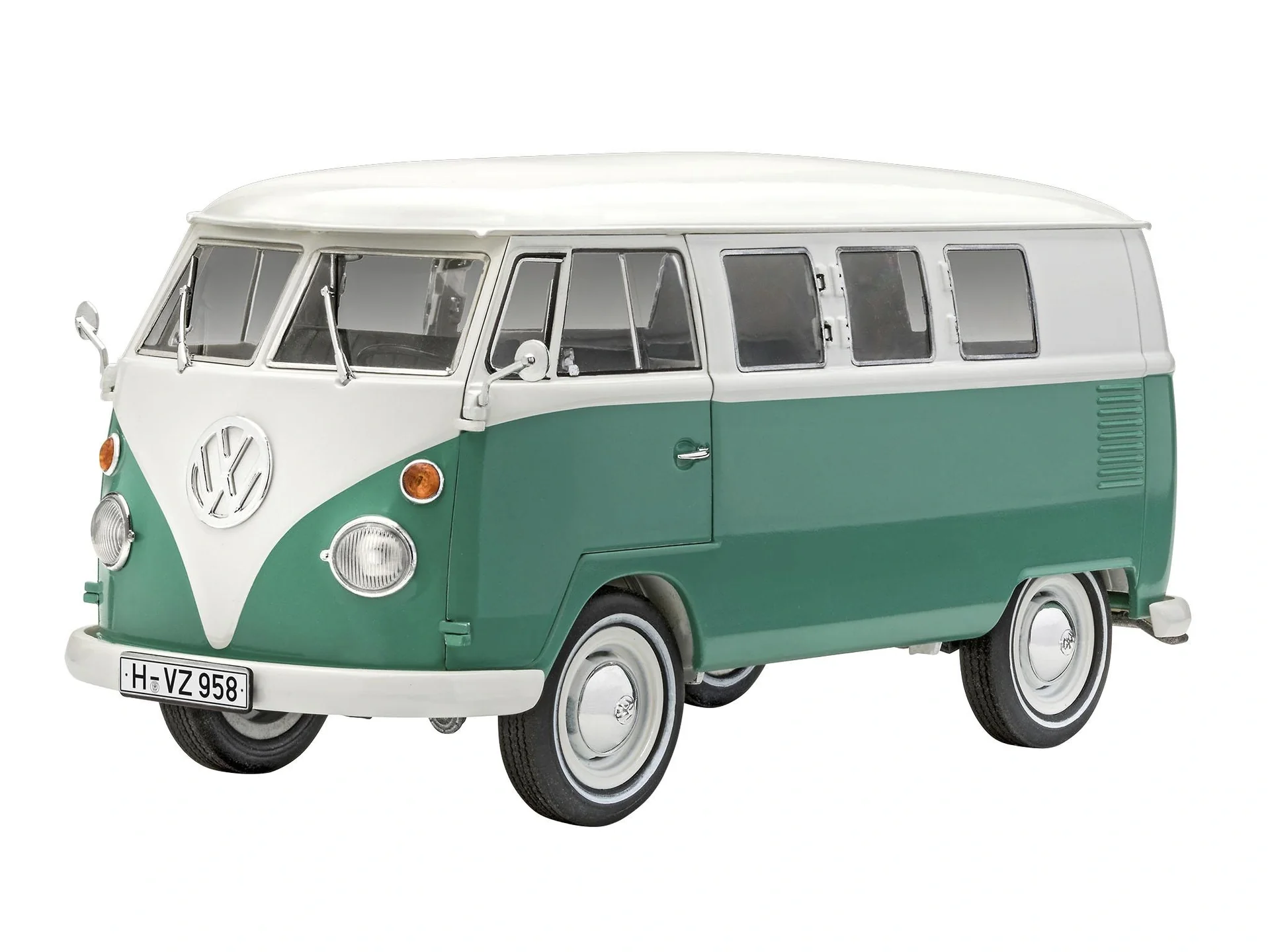 Modellbausatz VW T1 Bus im Maßstab 1:24 incl. Kleber, Pinsel und Hauptfarben - 146 Teile - 1