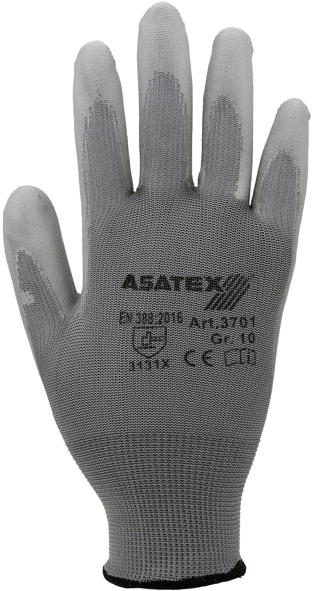 Feinstrickhandschuh mit PU Beschichtung, grau Größe 10 - 2