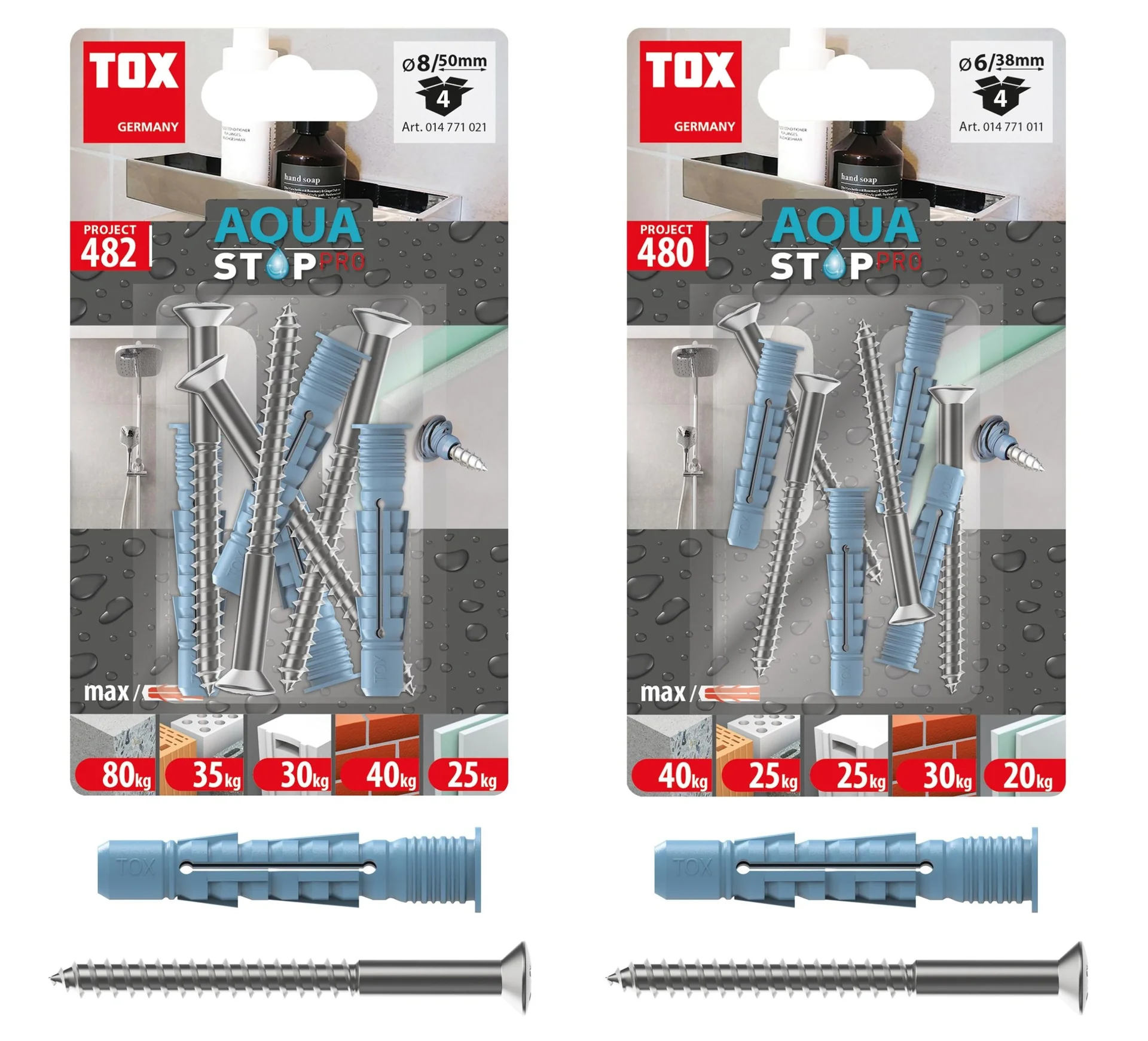 Allzweckdübel Aqua Stop Pro 8 x 50 mm + Linsenkopfschraube 6 x 70 mm, 2 Stück - 2