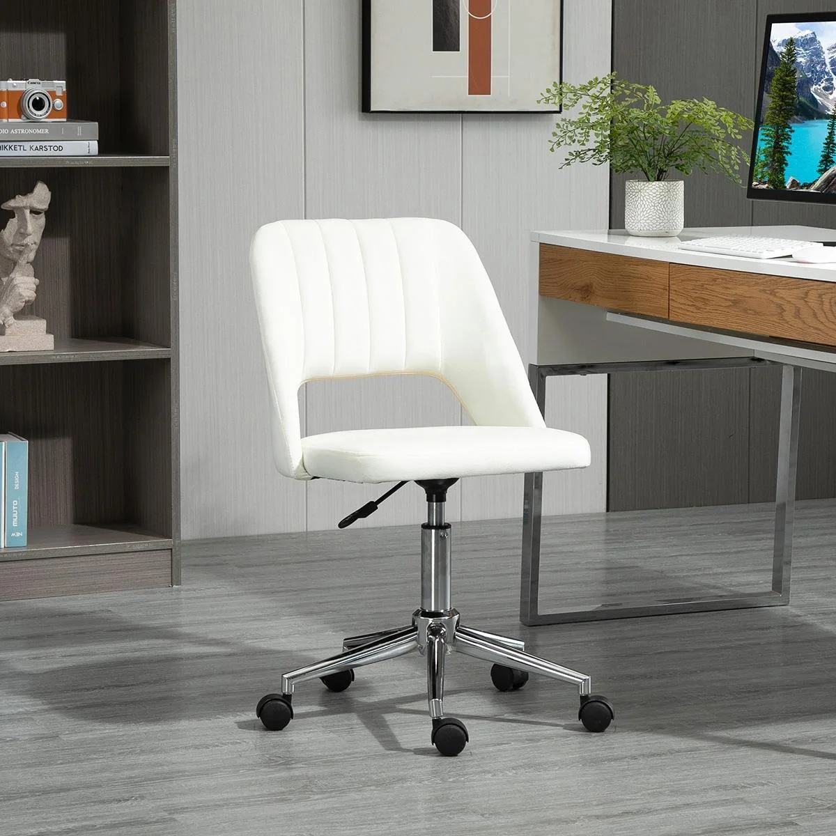 Bürostuhl Drehstuhl Schreibtischstuhl Höhenverstellbar 360° drehbar Jakobsmuschel-Form mit Nahtlinien-Design Schaumstoff - 1