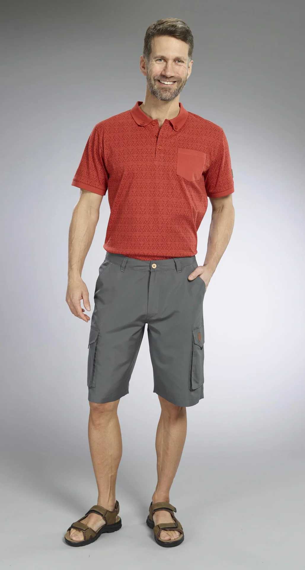 Poloshirt gemustert, Farbe rot, Gr.M - 10