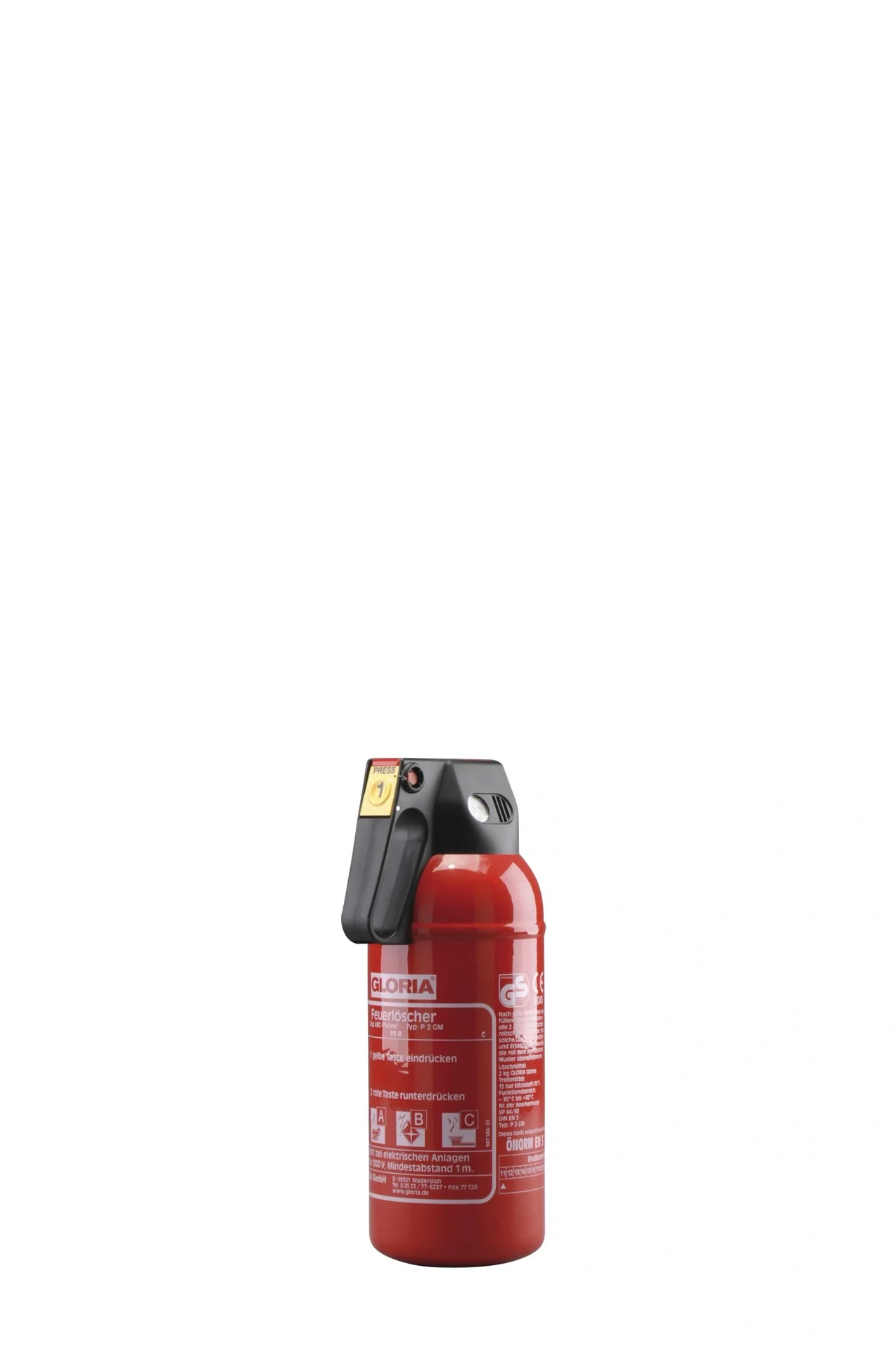 Feuerlöscher P2 GM Komfort, Auto, 2 kg Pulverlöscher, 13A, 89B,C, Manometer, frostsicher - 1