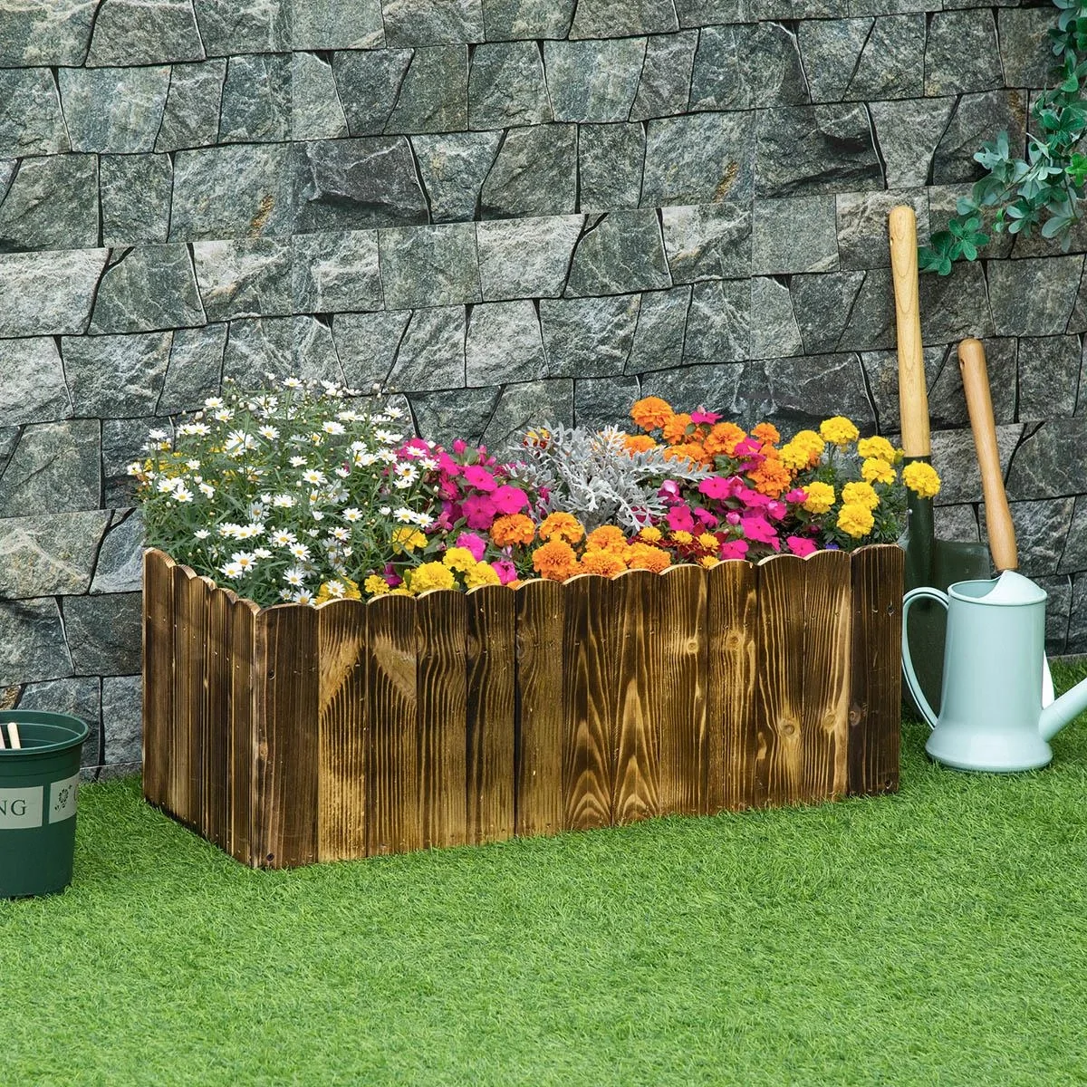 Hochbeet Pflanzkasten Kräuterbeet Pflanzbeet Gemüse Blumenbeet Blumenkasten Tannenholz 80 x 33 x 30 cm - 5