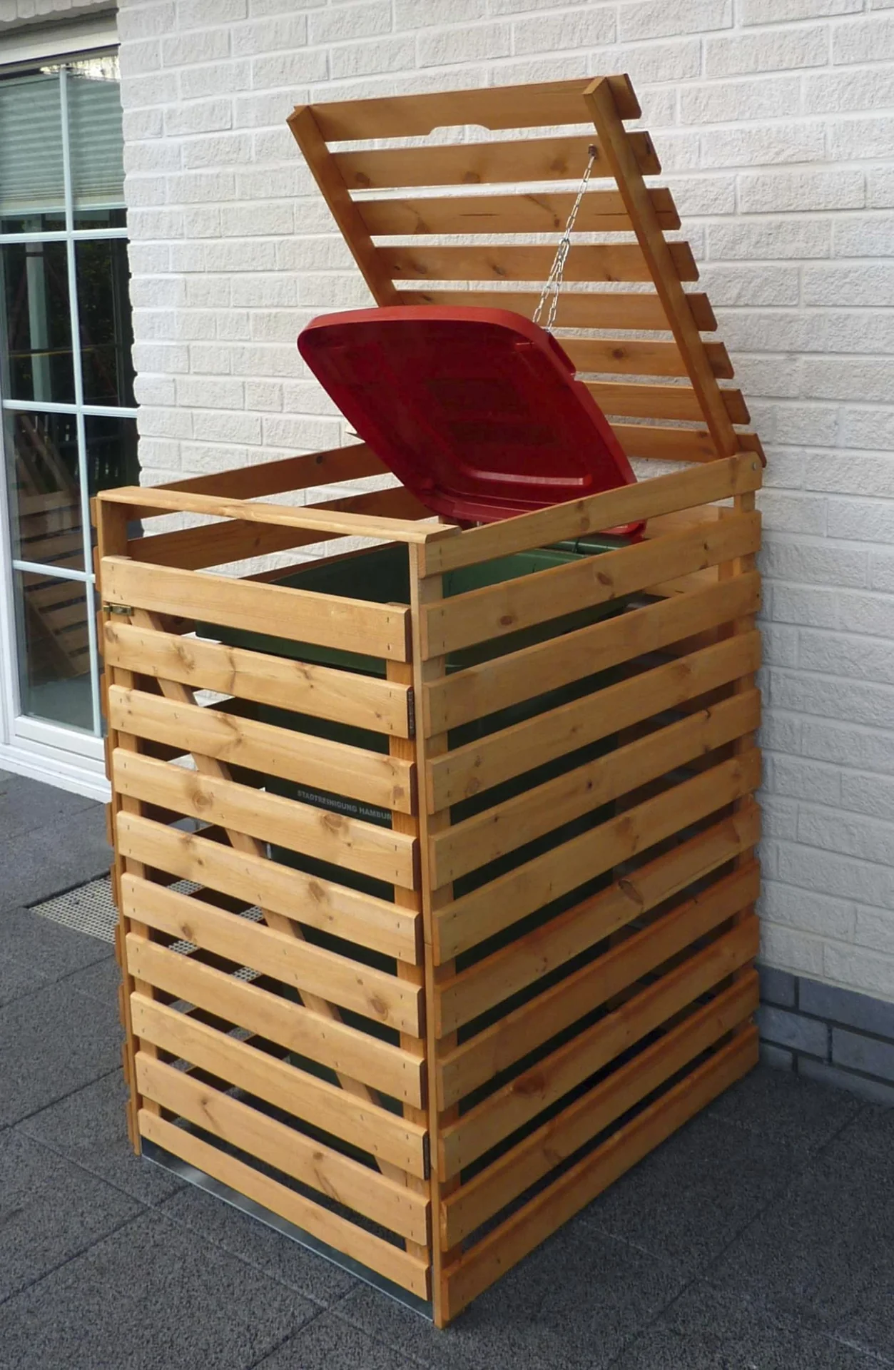 Mülltonnenbox "Vario V" für 1 Tonne, honigbraun - 3