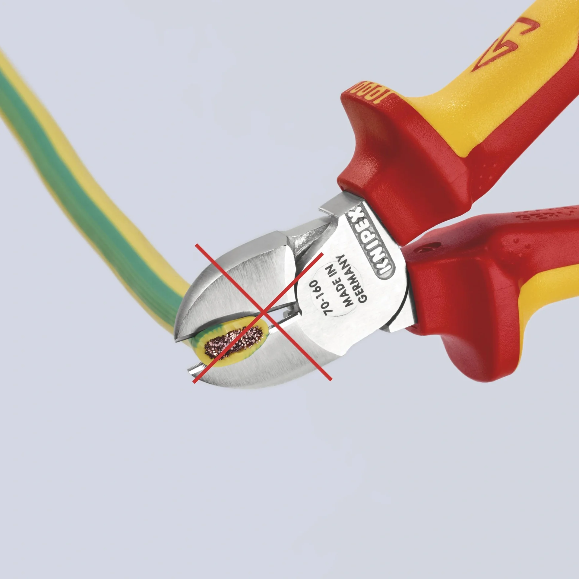 Seitenschneider isoliert mit Mehrkomponenten-Hüllen verchromt 160 mm Schneide mit Facette - 8