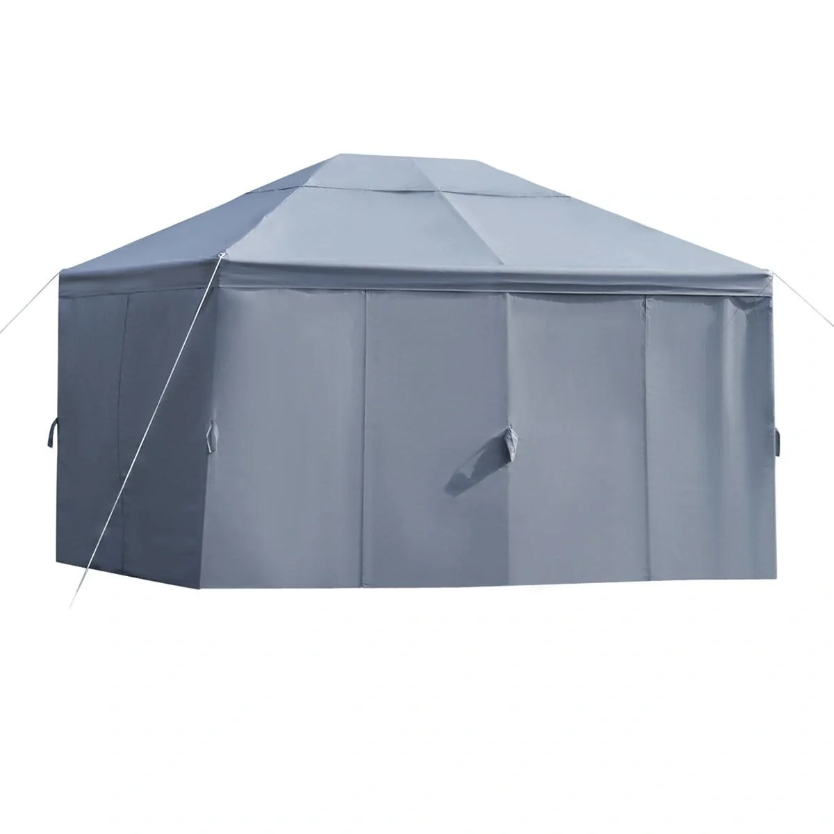Gartenpavillon Pavillon Gartenzelt Festzelt Partyzelt mit 6 x Seitenwand Metall + Polyester Grau 4 x 3 x 2,85 m - 3