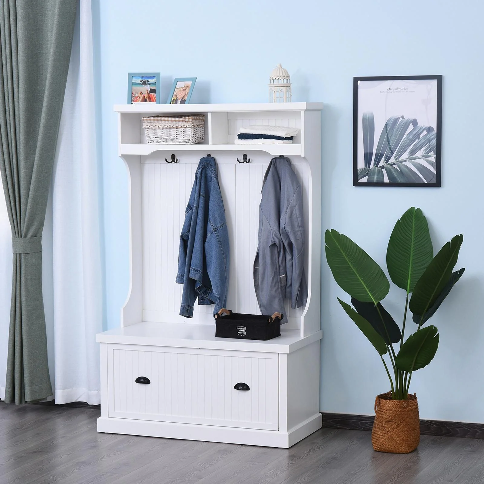 Garderobe mit Bank, weiß - 7