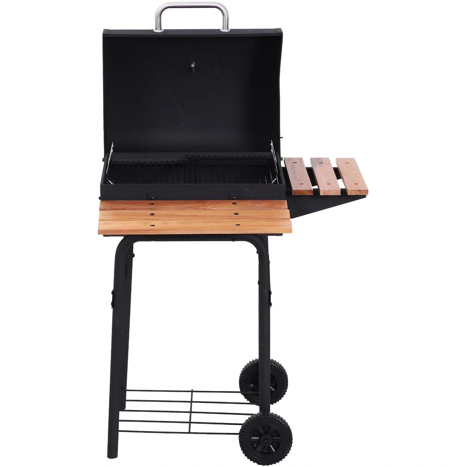 Kohlegrill Grillwagen Grillstation Standgrill mit Thermometer 3 x Ablage Edelstahl Schwarz - 8