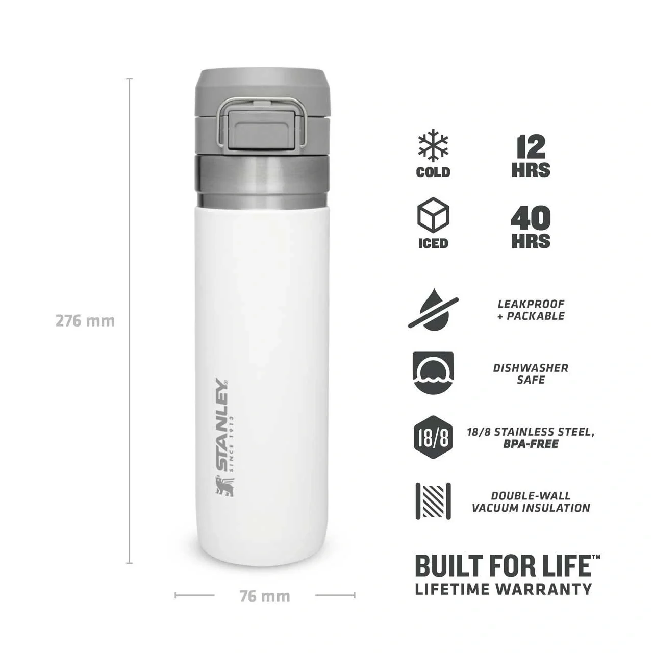 Quick Flip Water Bottle 0,7 l, Polar, Vakuumisolierung, Sicherheitsverschluss - 7