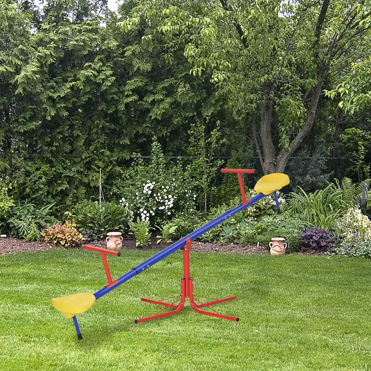 Kinder Gartenwippe 360° drehbare Wippe Karussellwippe für 3-8 Jahre Metall Mehrfarbig 182 x 77 x 63 cm - 3