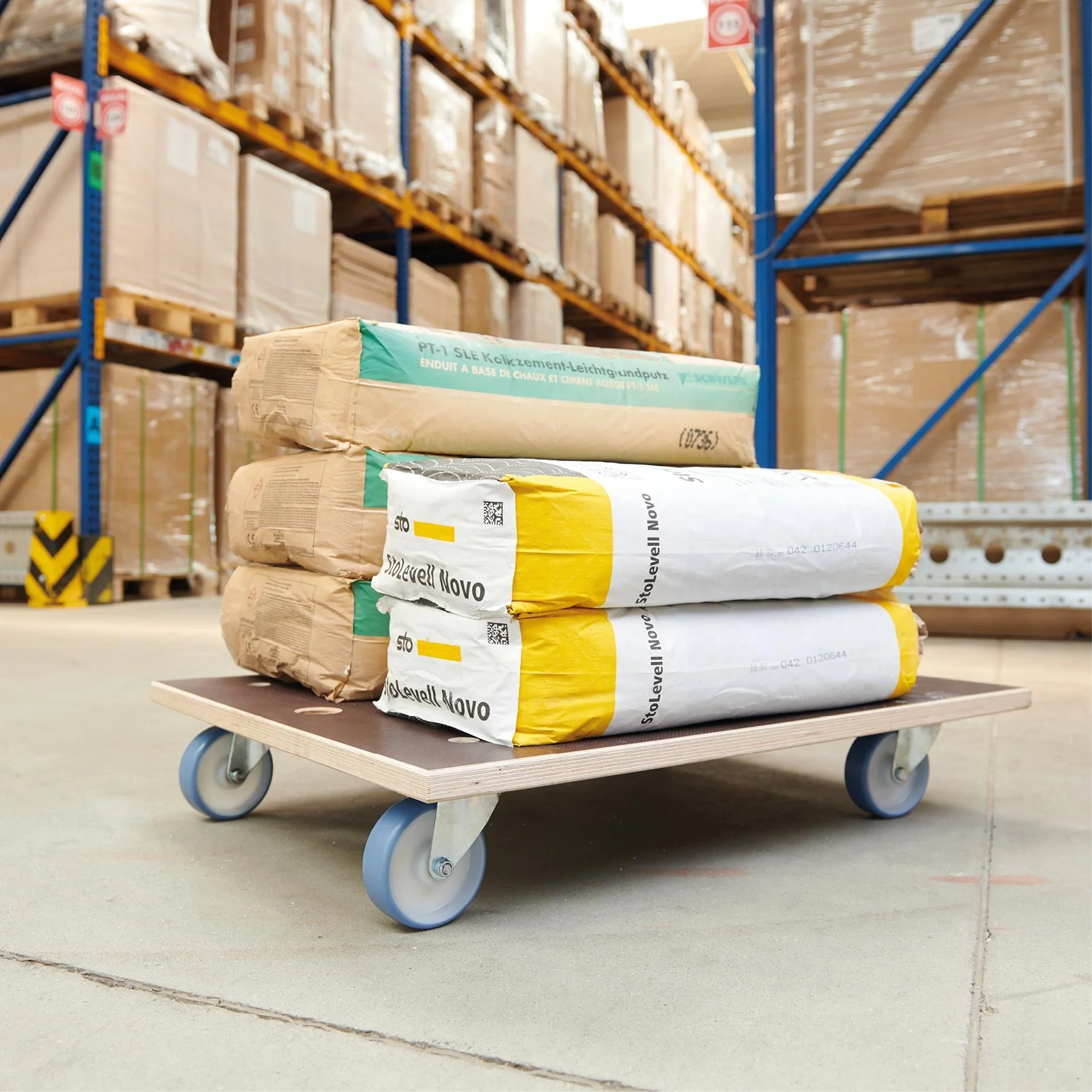 Transporthilfe MM 1147, 78 x 59 x 15 cm, softe Rollen Ø 100 mm, Rollenlager, Platte Maxigrip FSC®, Tragkraft 500 kg - 7