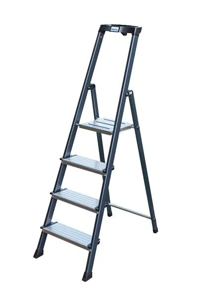 Alu-Komfortstufen-Stehleiter eloxiert, 4 Stufen - 1