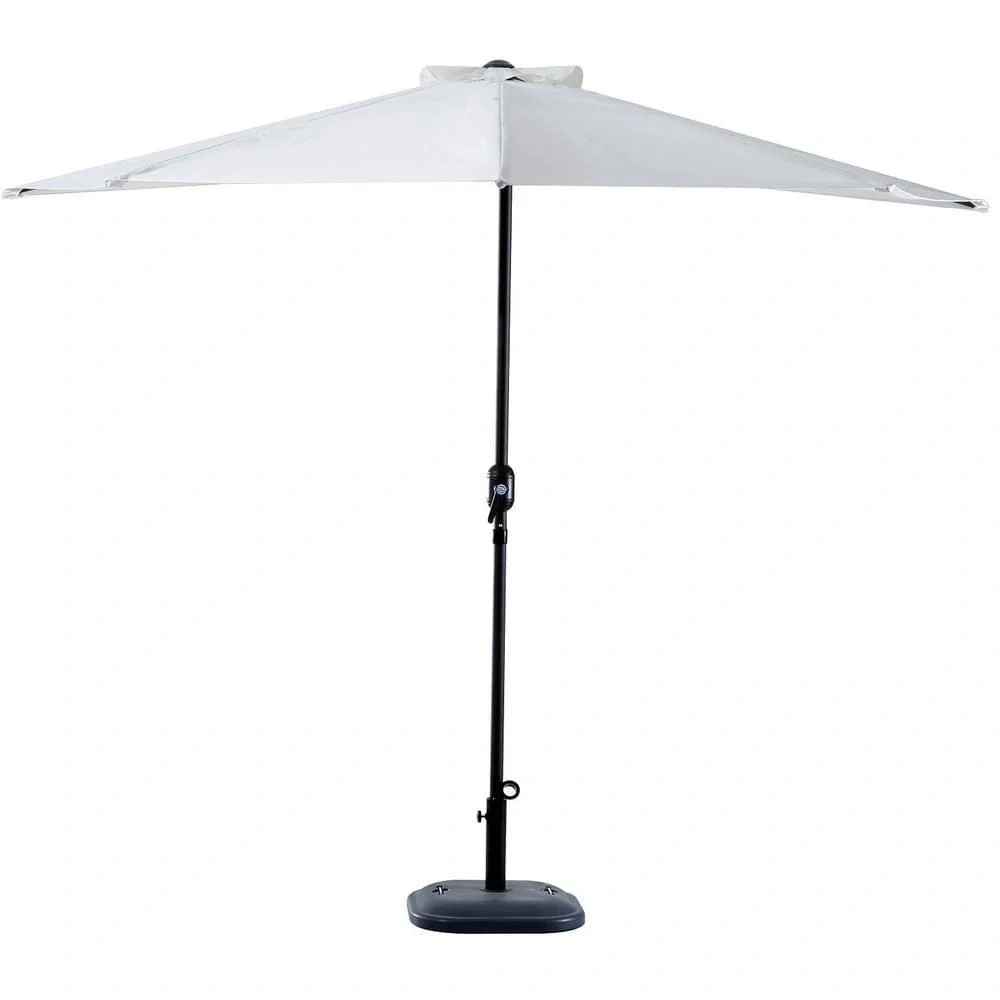 Alu Sonnenschirm Kurbelschirm halbrund cremeweiß - 7