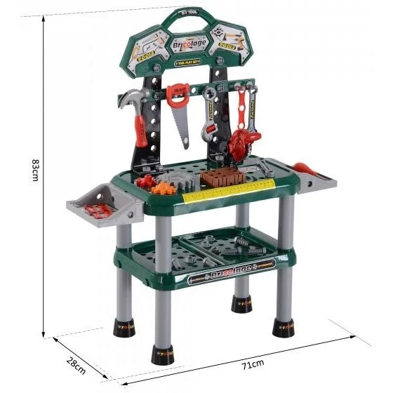 Kinder Arbeitstisch Werkbanktisch mit 74 Zubehör Rollenspiel Grün - 2