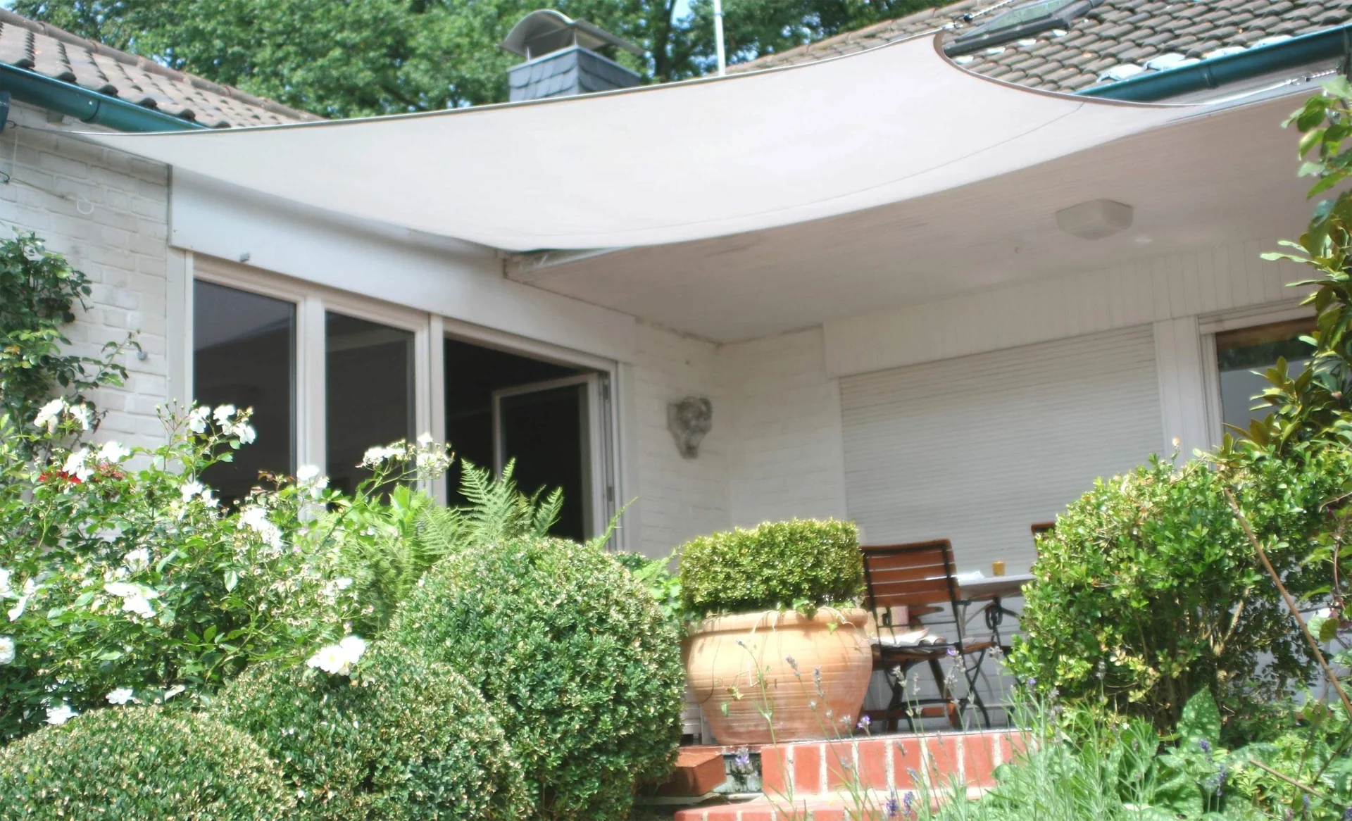 Viereck-Sonnensegel HDPE creme weiss 250 x 300cm - 7