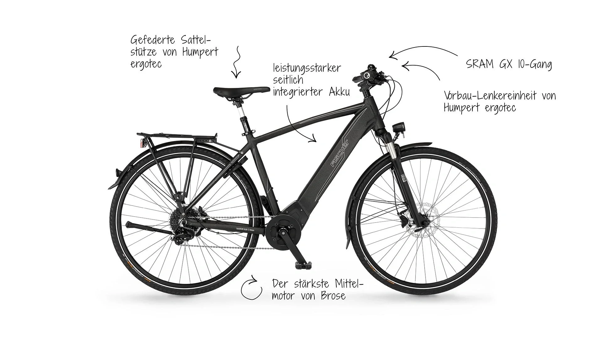 Herren E-Bike Trekking, 28 Zoll, Rahmengröße 50cm, 10-Gang Kettenschaltung, graphit metallic matt, VIATOR 6.0i - 12