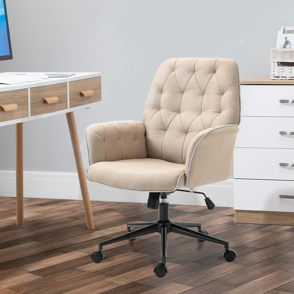 HOMCOM Bürostuhl mit Wippfunktion Drehstuhl Home-Office-Stuhl höhenverstellbarer Schreibtischstuhl ergonomisch 360°-Dreh - 4