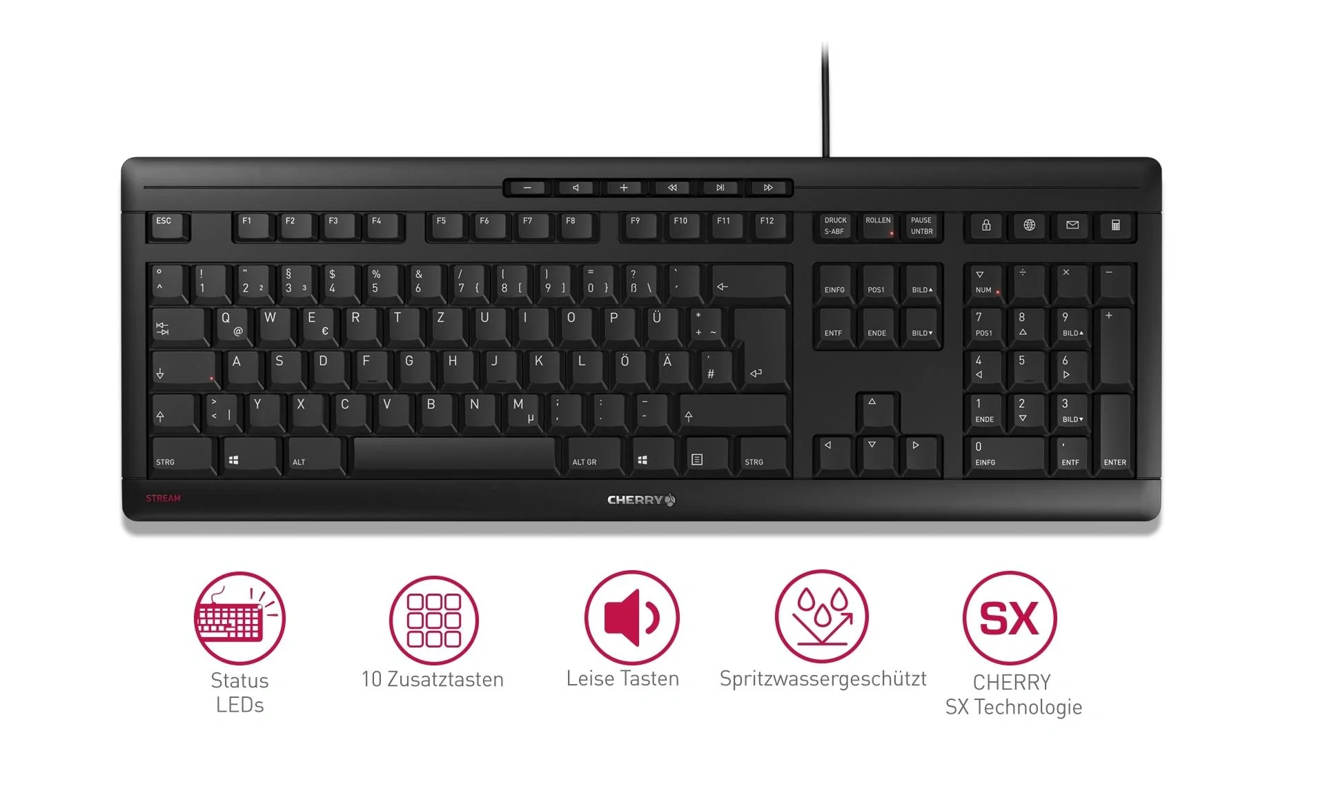 Kabelgebundene Tastatur STREAM KEYBOARD schwarz - 7