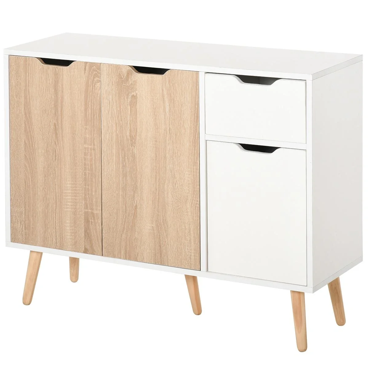 Sideboard mit Schrank und Schubladen Kommode Nachttisch Beistellschrank im skandinavischen Design viel Stauraum MDF Span - 4