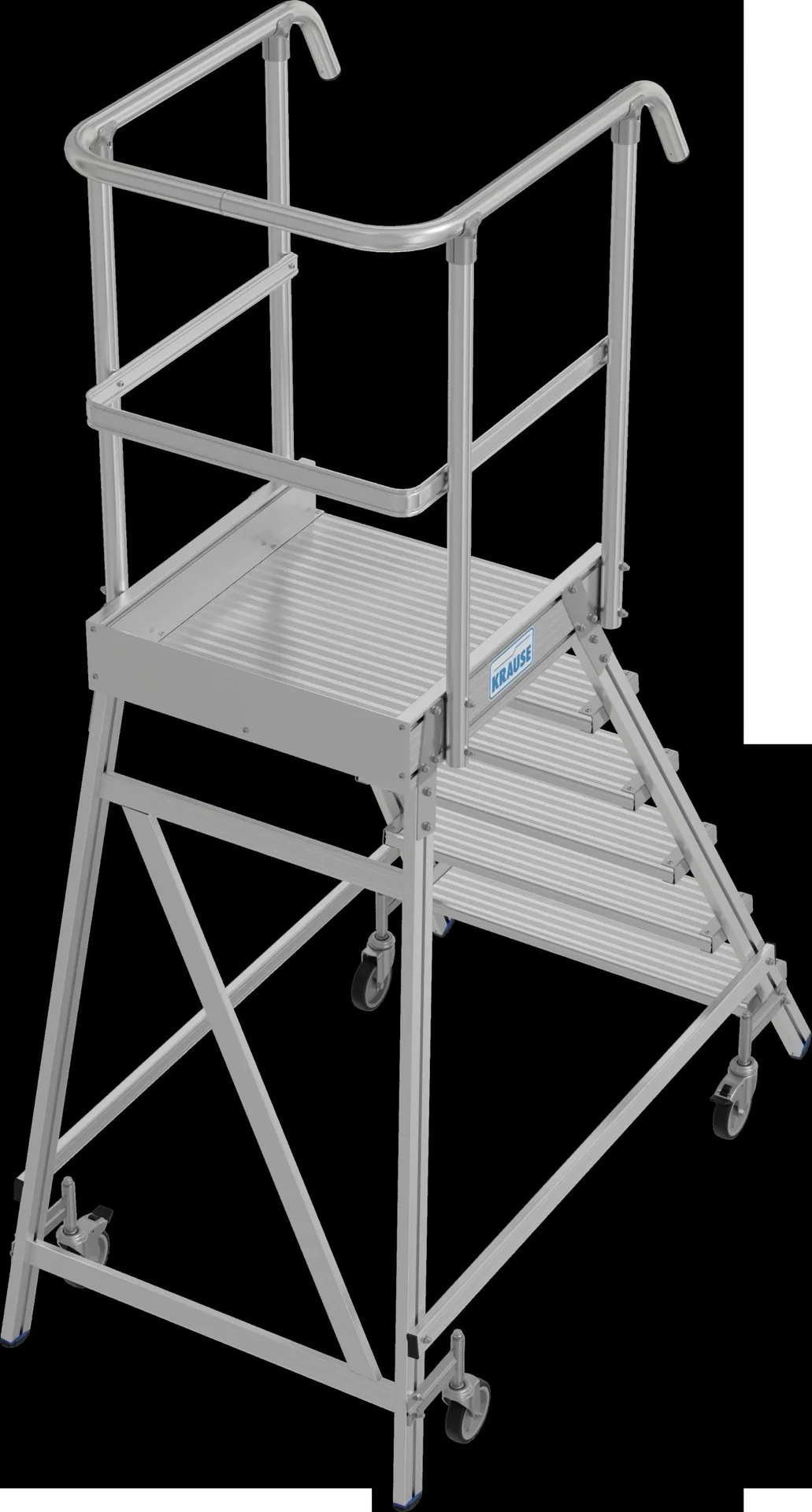 Podestleiter 6 Alu-Stufen Einseitig Fahrbar - 4
