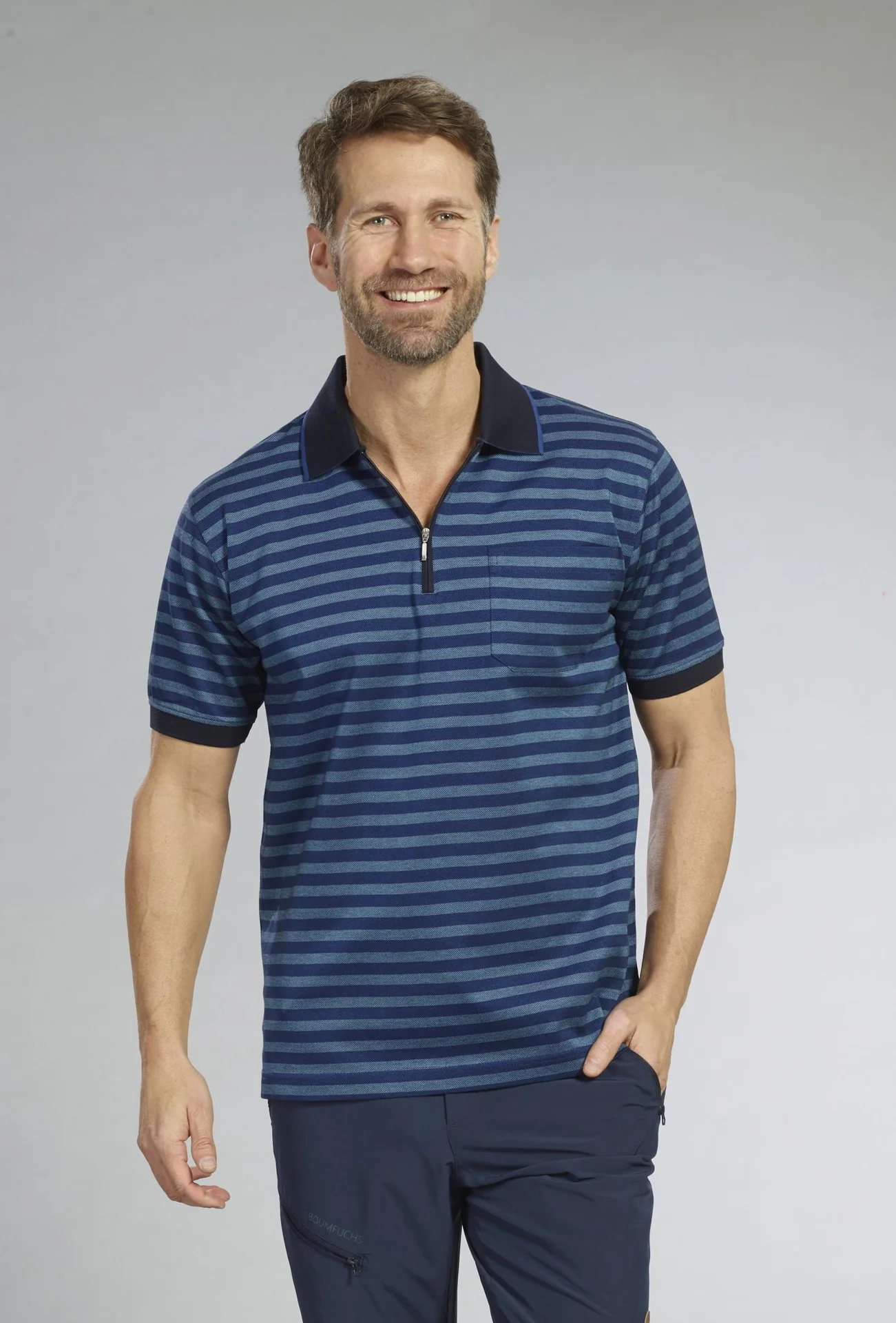 Poloshirt, Farbe marine gestreift, Gr.M - 5