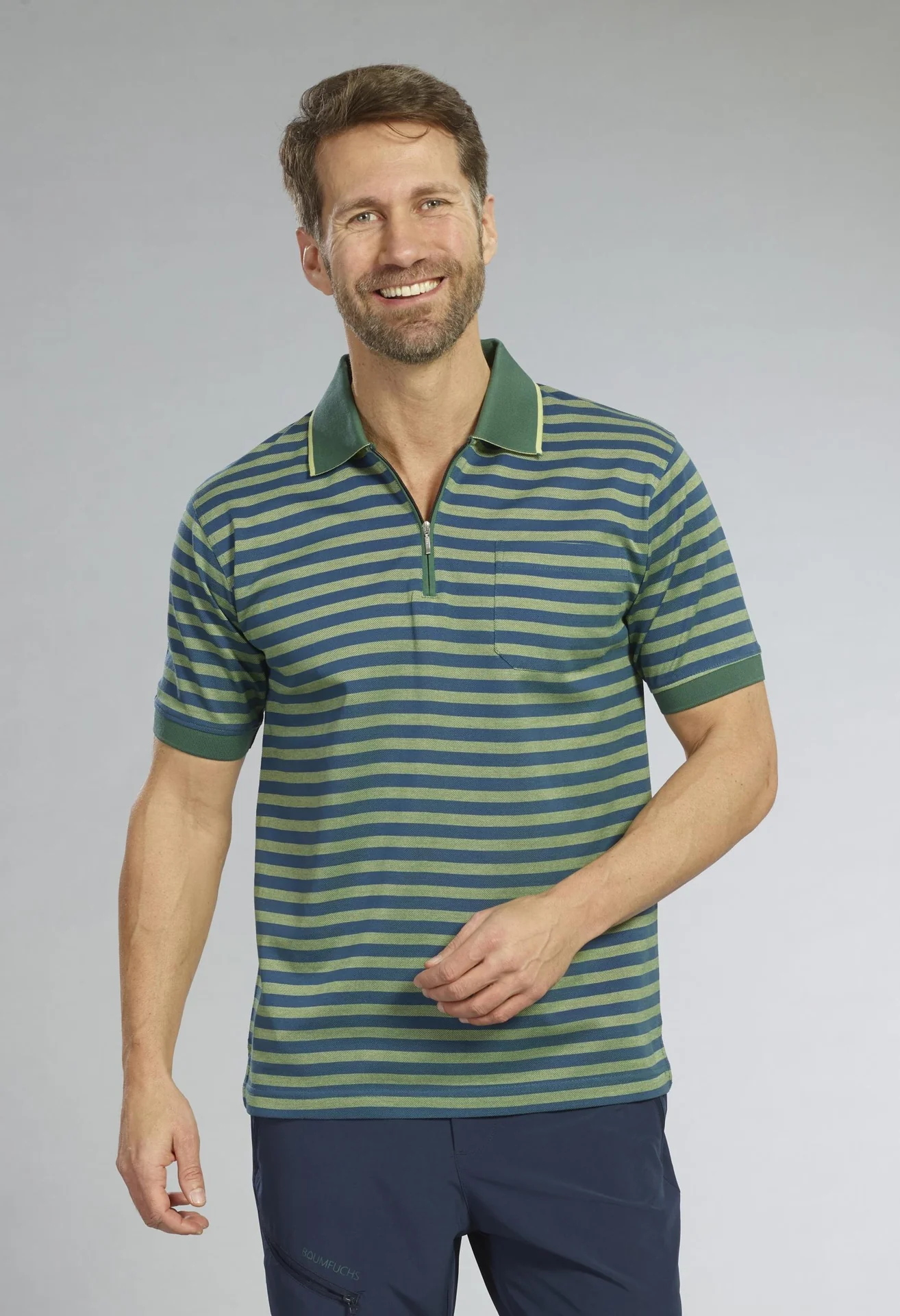 Poloshirt, Farbe grün/blau gestreift, Gr.M - 4