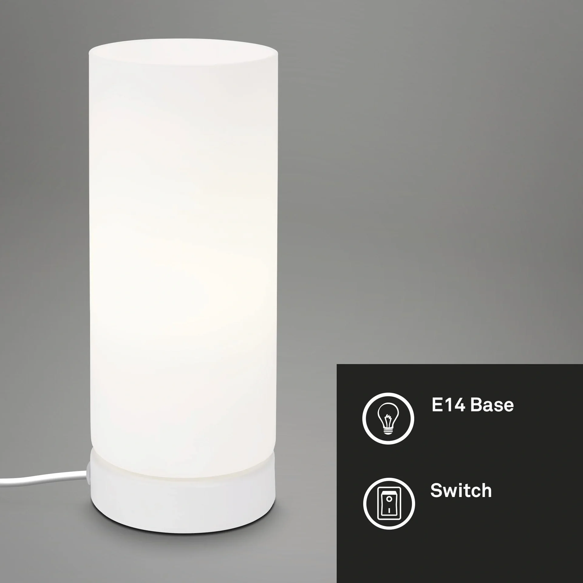 PAIPA Tischleuchte, weiß, opal-Glas, Kabelschalter, E14 Fassung - 6