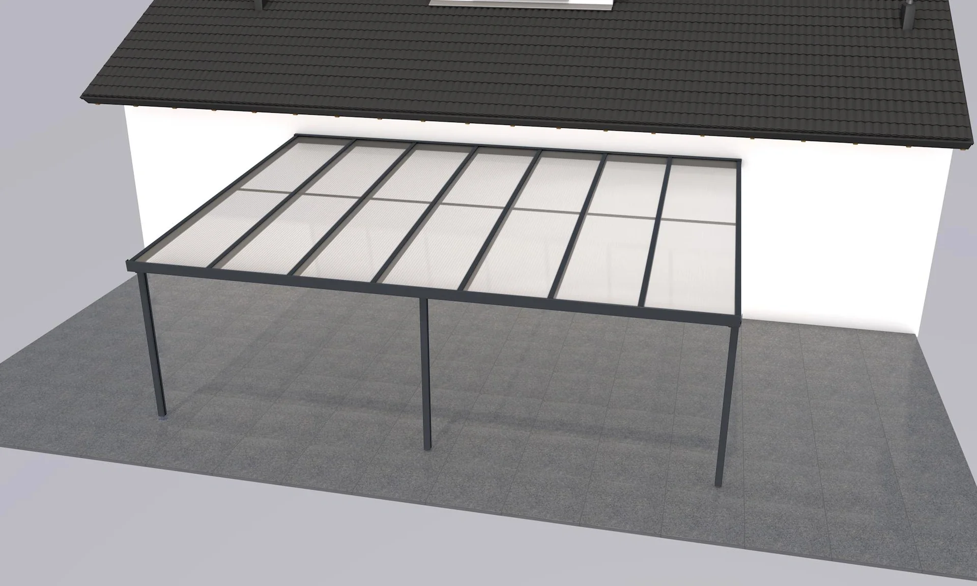 Terrassendach Premium, anthrazit, 7120 x 5060 mm - Polycarbonat Stegplatten 16 mm, bronze - 2