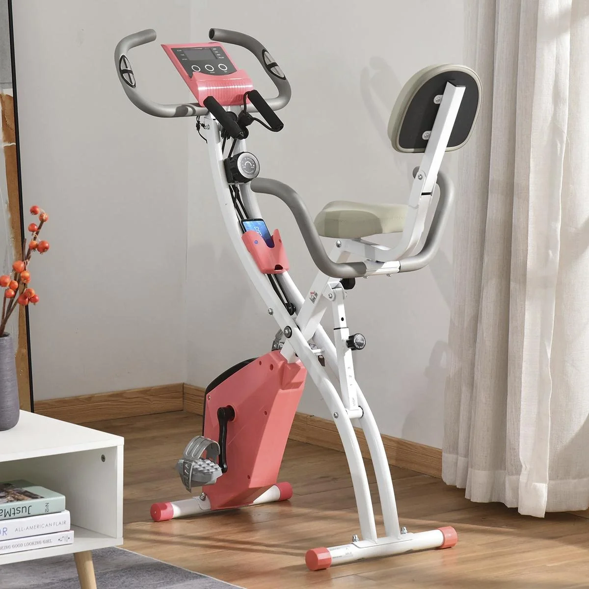 Heimtrainer 2-in-1 Fahrradtrainer LCD-Display klappbarer Hometrainer Trimmrad mit 8 stufig einstellbarem Magnetwiderstan - 1