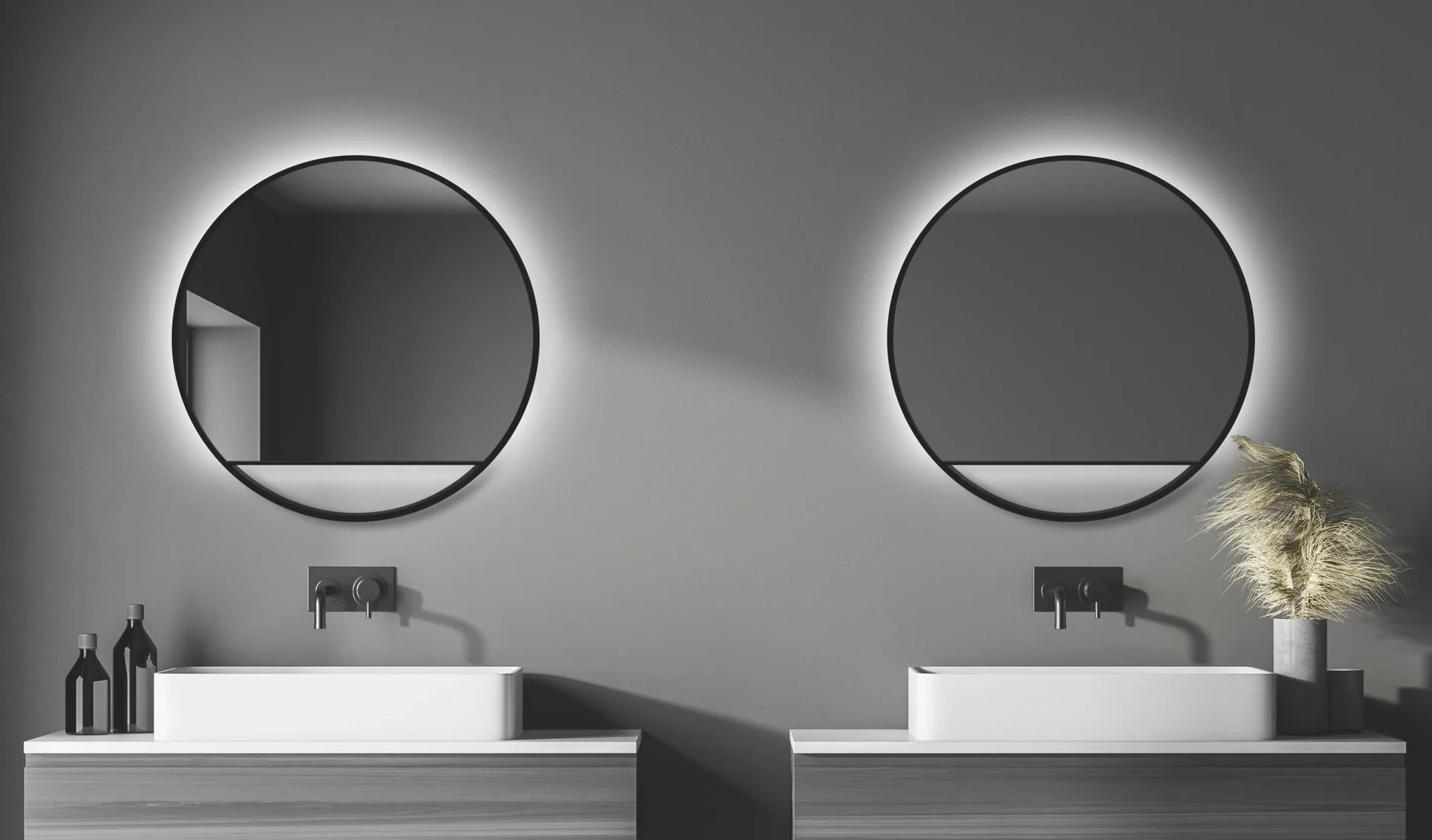 Dekorativer Wandspiegel "Black Hole" - Light indirekter LED Beleuchtung Ø 80 cm - 8