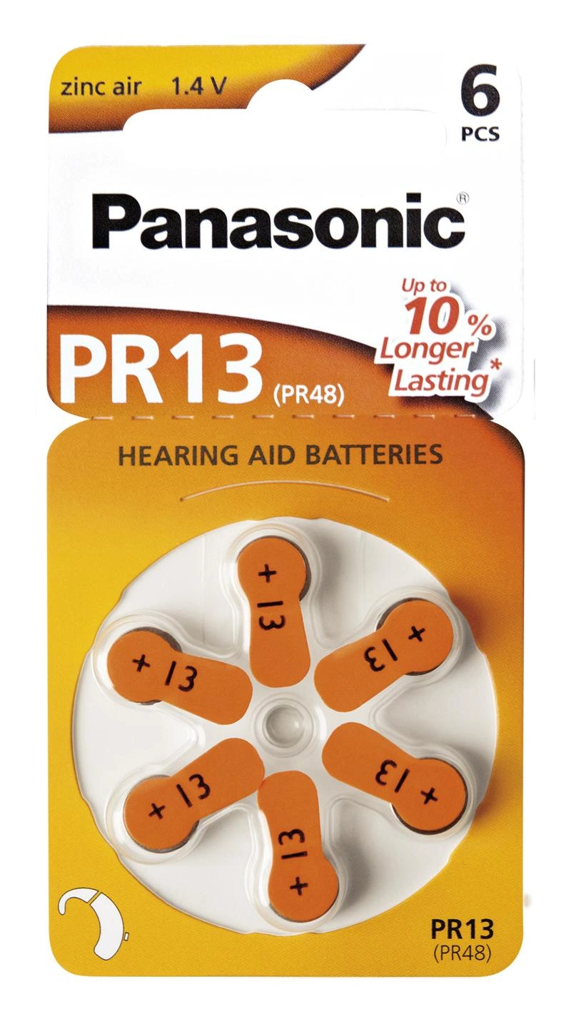 Zink-Luft Hörgerätebatterien ORANGE PR13 - 6 Stück - 2