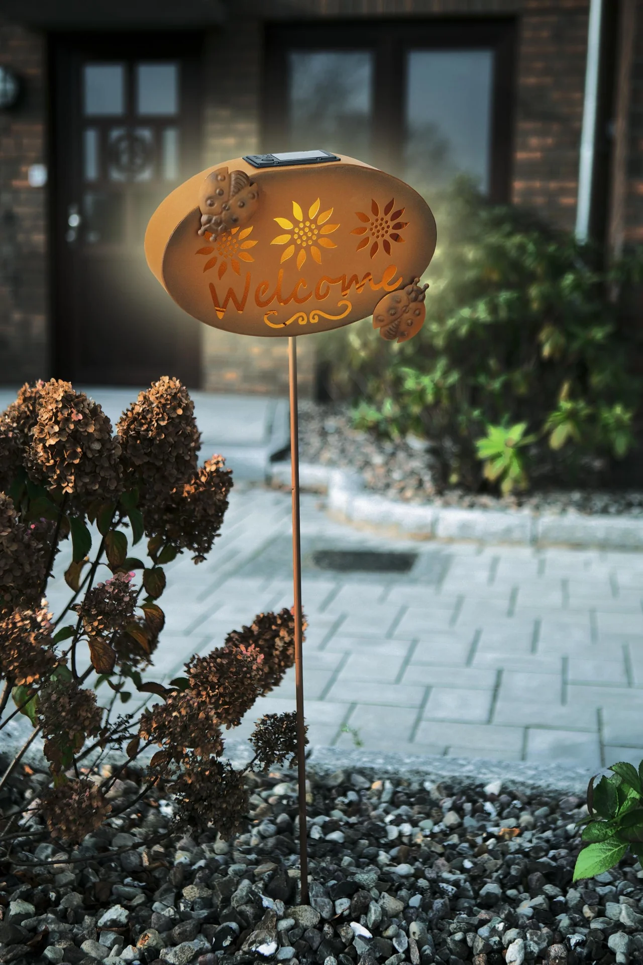 Solar Willkommensschild "Welcome" mit LED Licht - 7