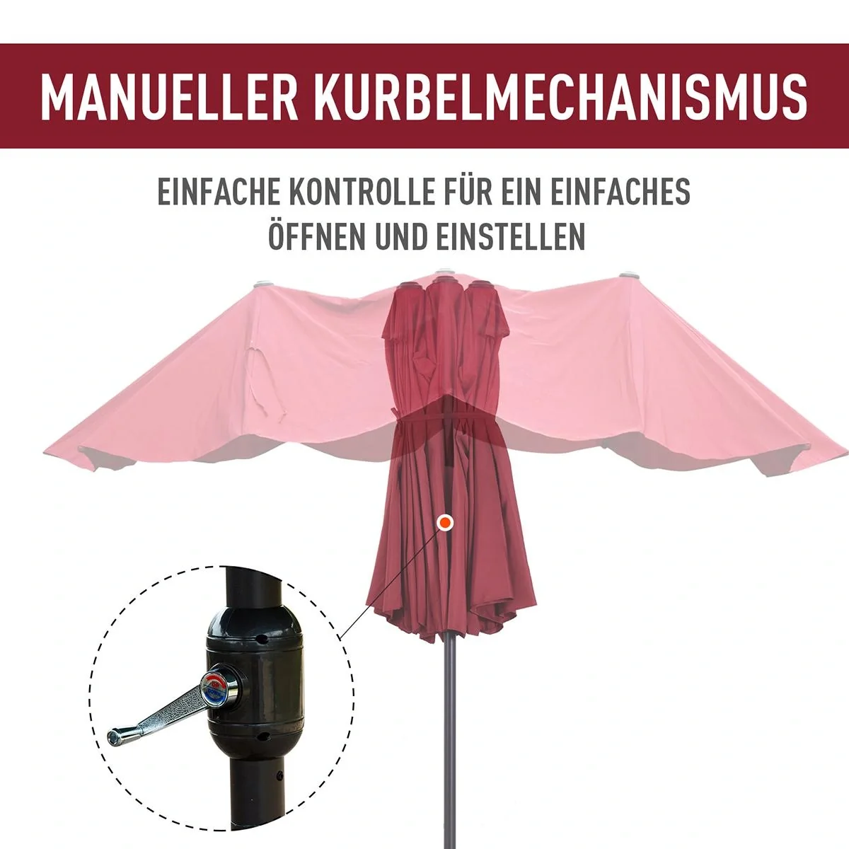 Marktschirm mit Handkurbel - 4