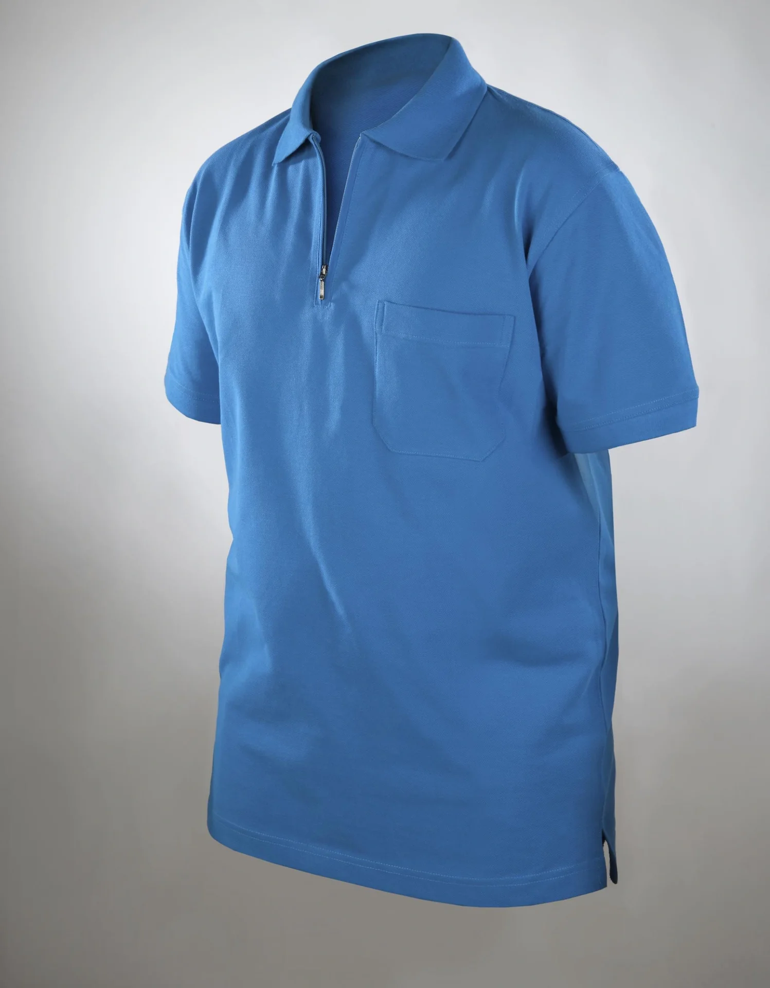Poloshirt mit Reißverschluss, azur blau, Gr. M - 5