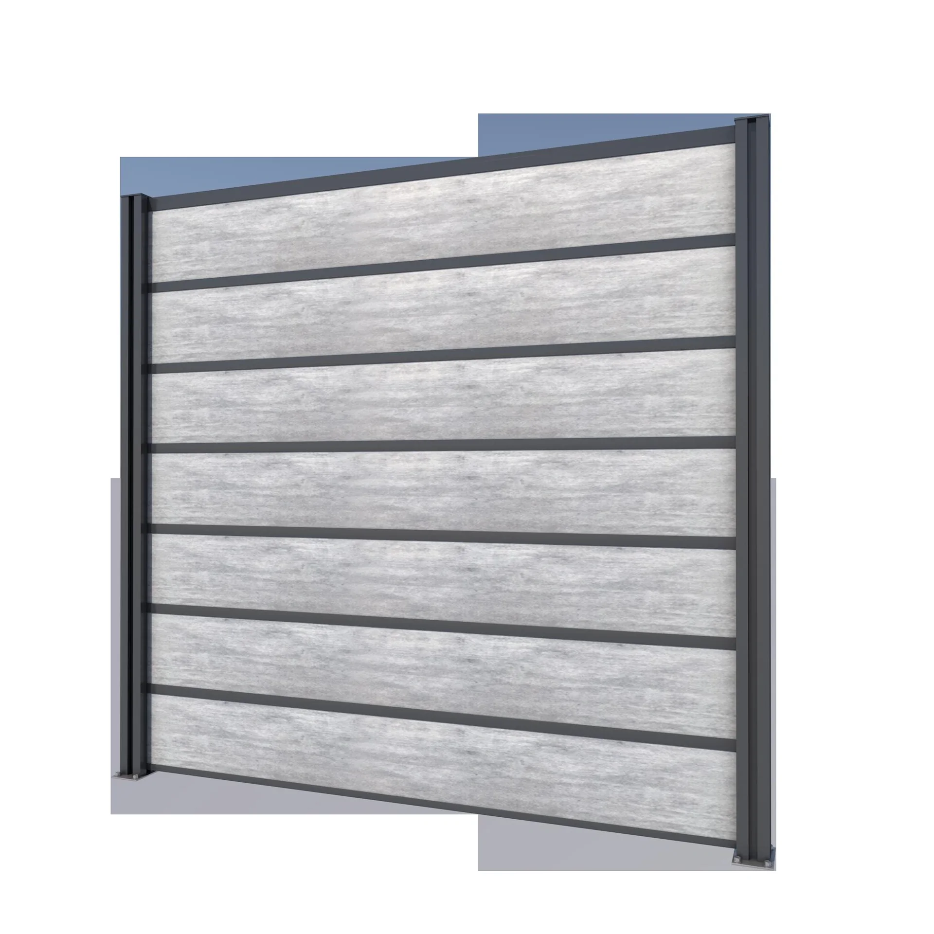 Sichtschutz Grundelement, anthrazit, 2,02 x 1,86 m, Schichtstoffplatten Betonoptik - 2