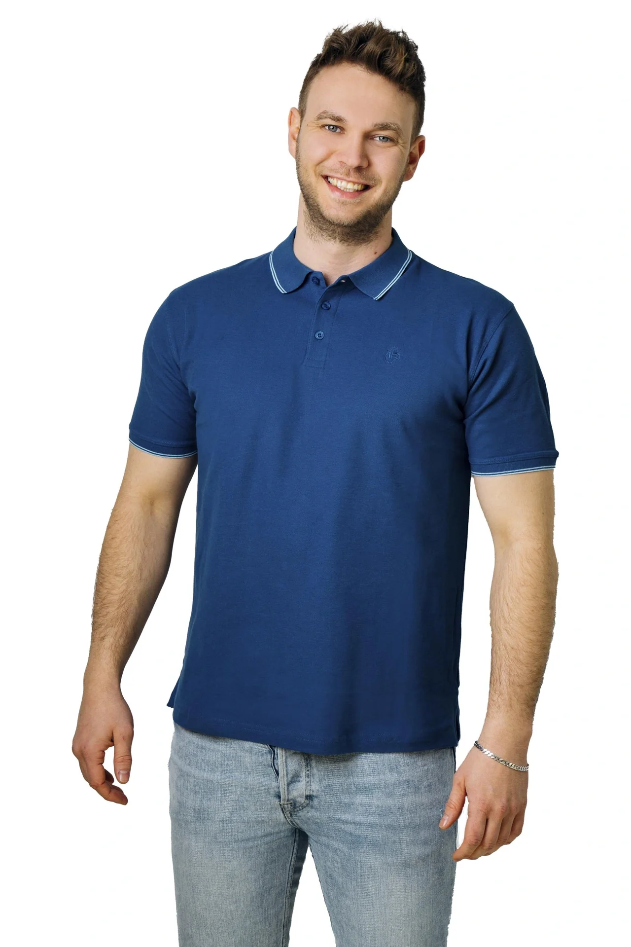 Poloshirt geknöpft, Farbe indigo, Gr.M - 2