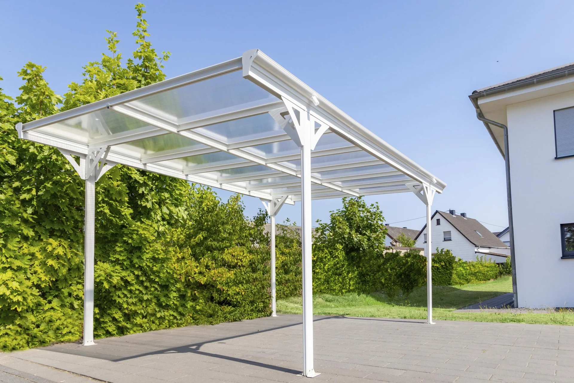 Carport Flachdach 15 m² Weiß - 12