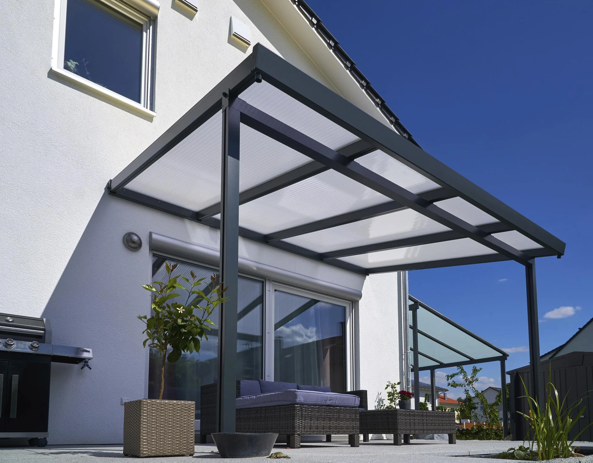 Terrassendach Premium, anthrazit, 4102 x 4060 mm - Klima blue - 6