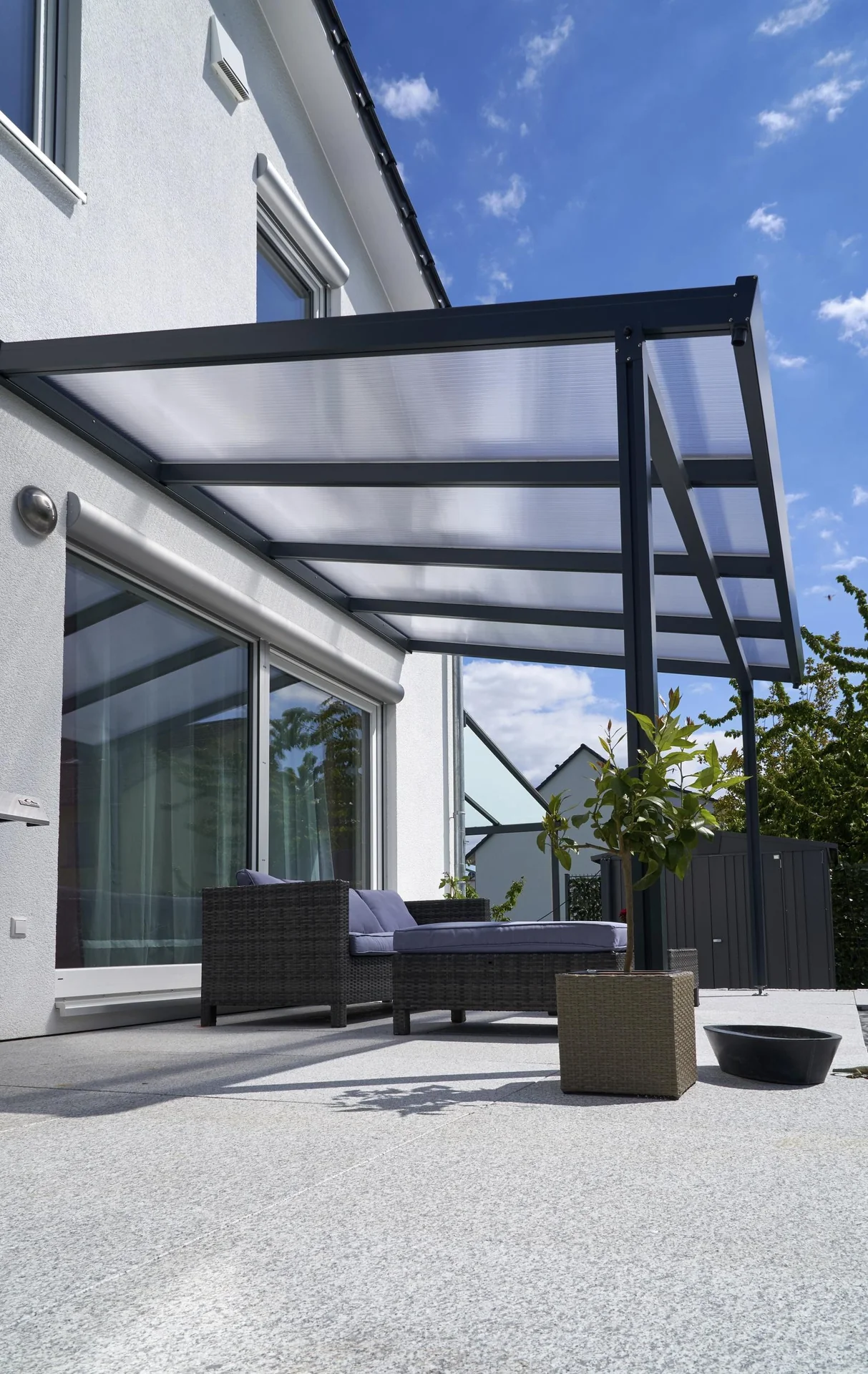 Terrassendach Premium, anthrazit, 4102 x 4060 mm - Polycarbonat Stegplatten 16 mm, klar - 11