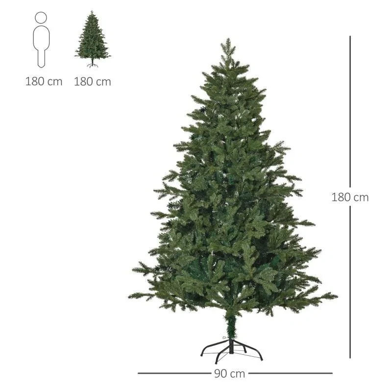 künstlicher Weihnachtsbaum 1,8 m Christbaum Tannenbaum PVC PE Metall Grün Ø90 x 180 cm - 5