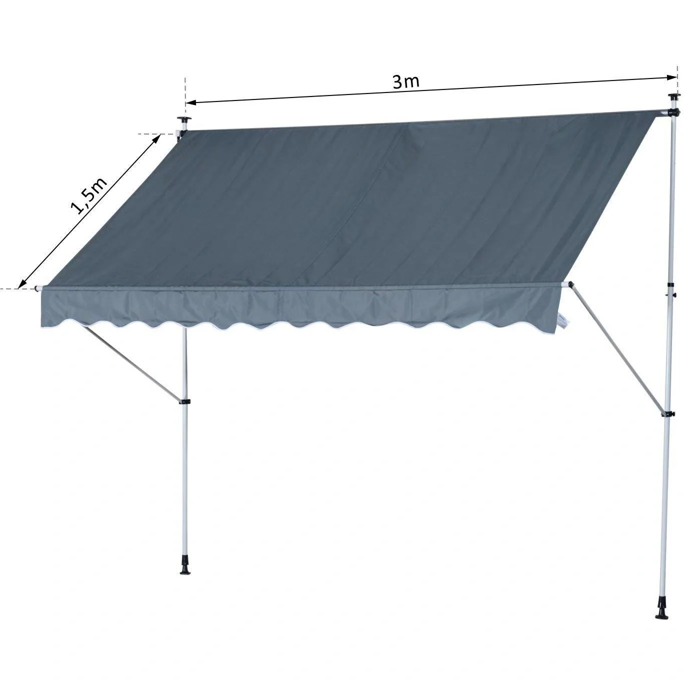 Markise Klemmmarkise Grau 300 x 150cm - 7