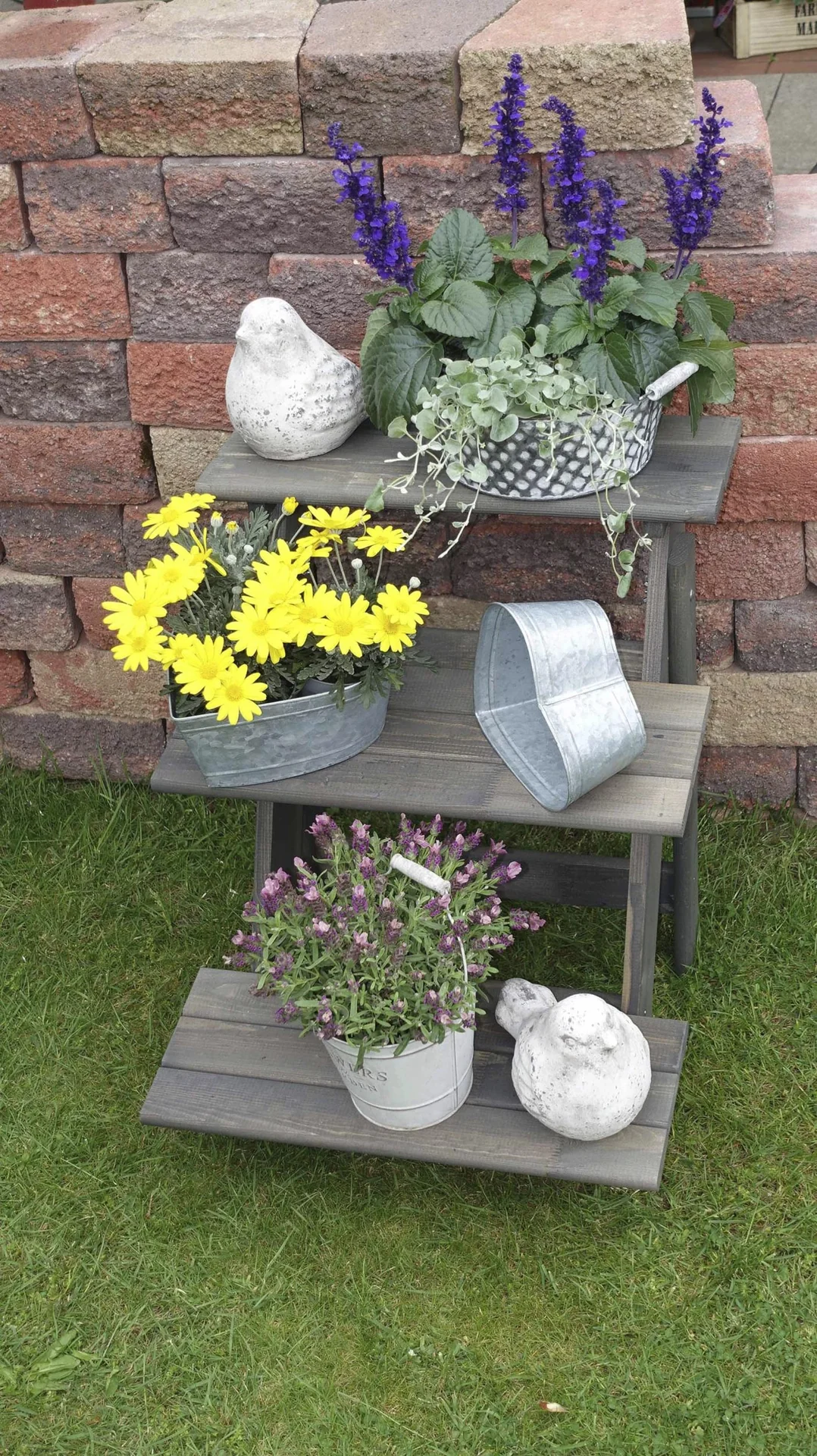 Blumentreppe klein, grau - 2